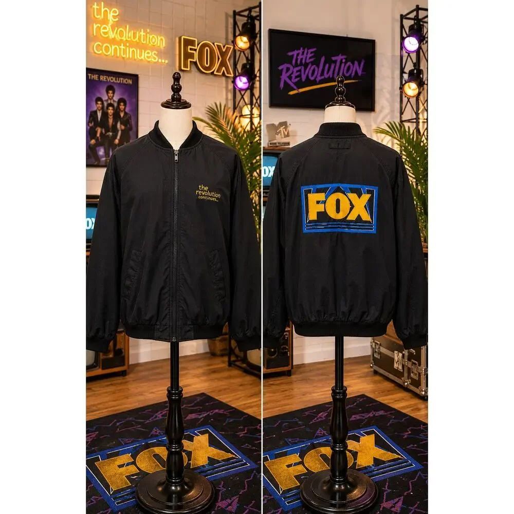 Vintage FOX The Revolution Continues Bomber Jacket Medium Black M
